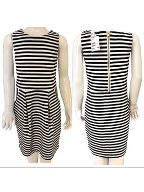 NWT H&M Ponte Knit Striped Sleeveless Dress Navy & White Summer Casual Size 4/6Y